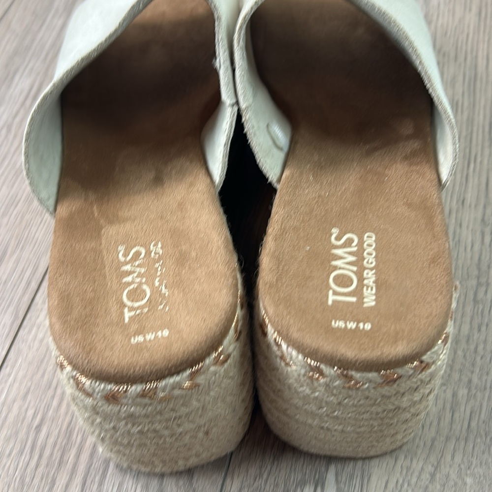 New Nwot TOMS Genuine Leather Women's Laila Espadrille Platform Mule Slide 10 - Picture 12 of 13